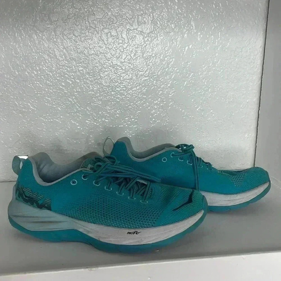 Hoka one one pro fly Mach turquoise sneakers size 8.5 - Picture 3 of 6